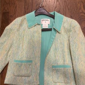Chanel Green Blazer with Tailored Lapel